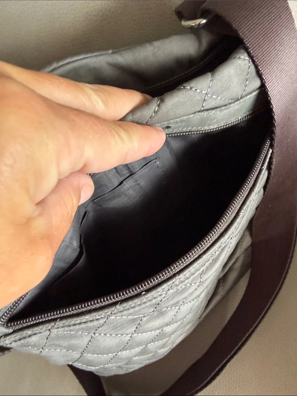 Quilted Crossbody Messenger Bag in Gray